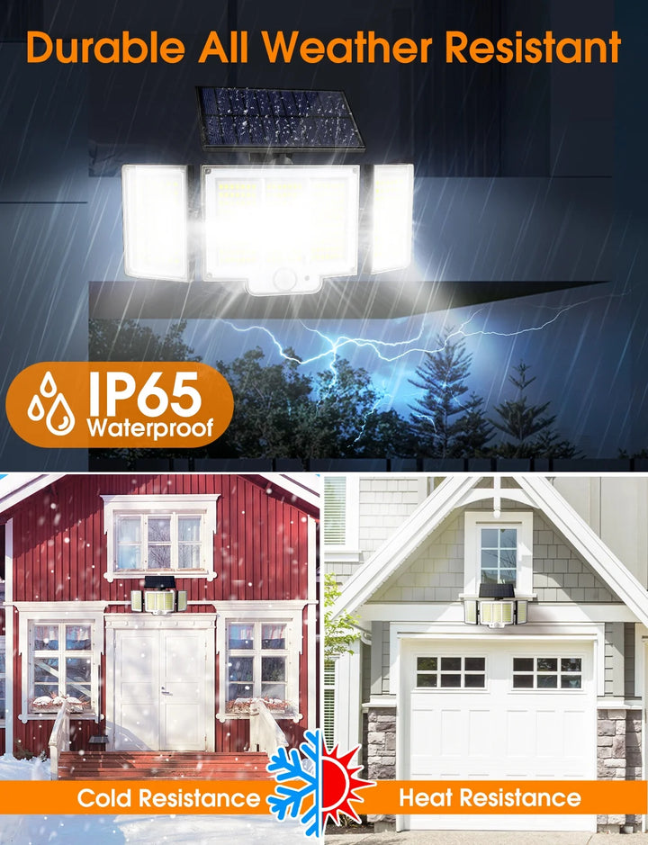 348 LED 3000LM Solar Motion Sensor Flood Lights, 2Pack