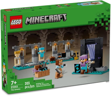 LEGO Minecraft - Juego de construcción de The Armory, incluye figuras populares de Minecraft Alex y Armorsmith, juguete de acción para jugadores y niños, regalo para niños y niñas de 7 años en