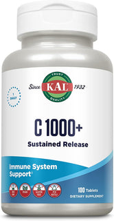 KAL Tabletas de liberación sostenida C-1000 Plus, 1000 mg, 100 unid...