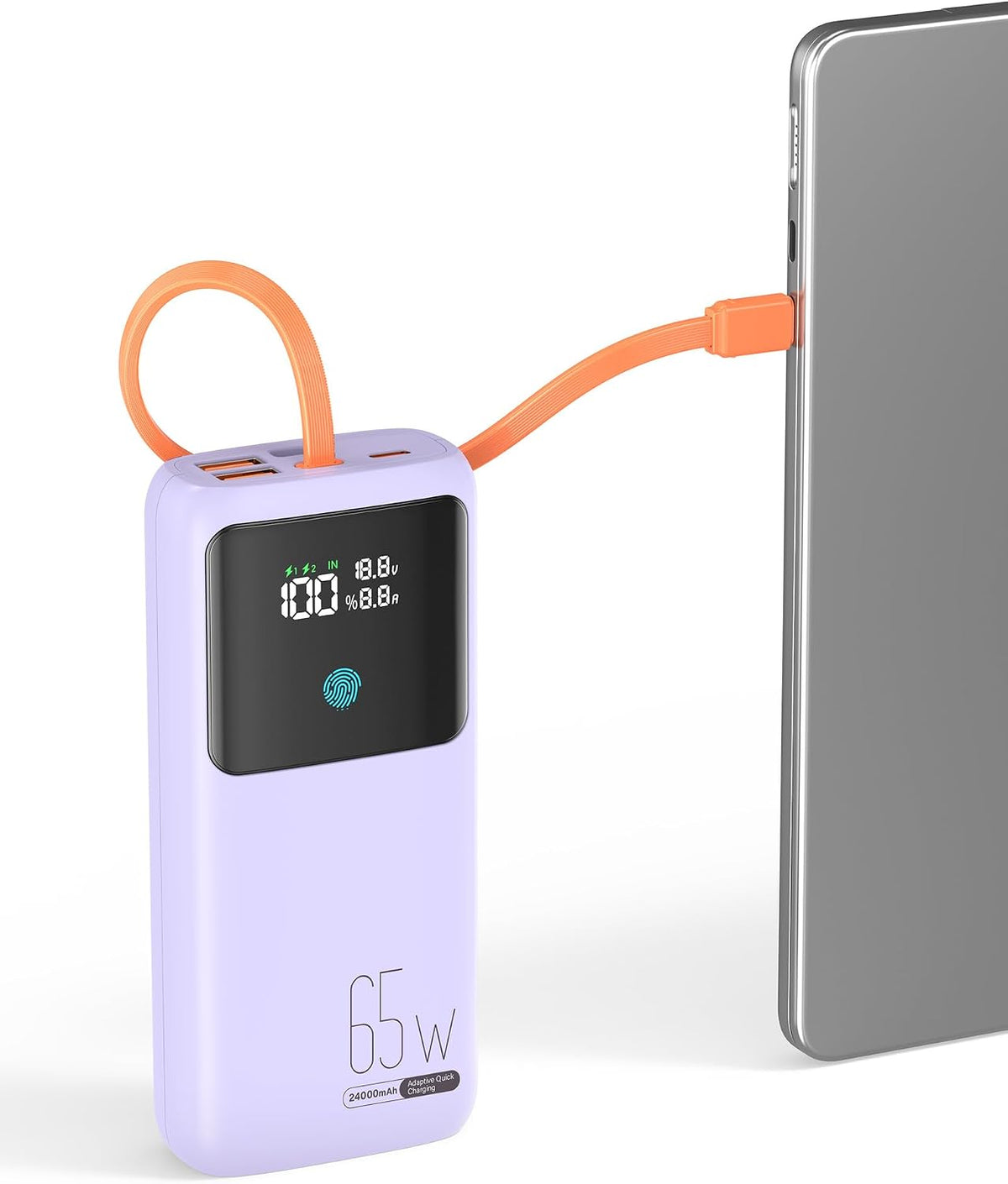 Makoval Cargador portátil portátil 24000mAh 65W con cable USB C inc...