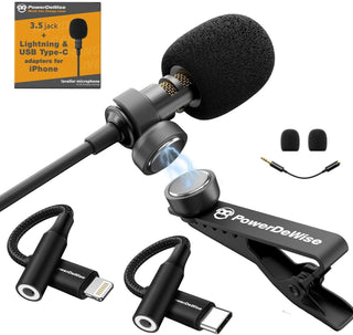 Micrófono omnidireccional de solapa Lavalier Profesional con sistem...