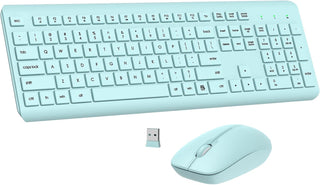 Combo de teclado y mouse inalámbricos, teclado ergonómico silencios...