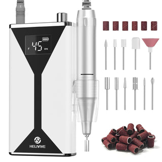 HELIVIVE Taladro de uñas eléctrico profesional de 45000 RPM (portát...