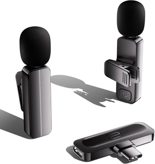 Paquete de 2 mini micrófonos inalámbricos de solapa Lavalier para i...