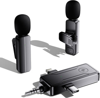 Paquete de 2 mini micrófonos inalámbricos de solapa Lavalier para i...