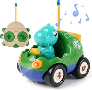 QPOU Auto de dinosaurio a control remoto para niños, juguete de aut...