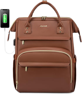 LOVEVOOK Mochila de cuero para laptop para mujer de 15.6 pulgadas,...