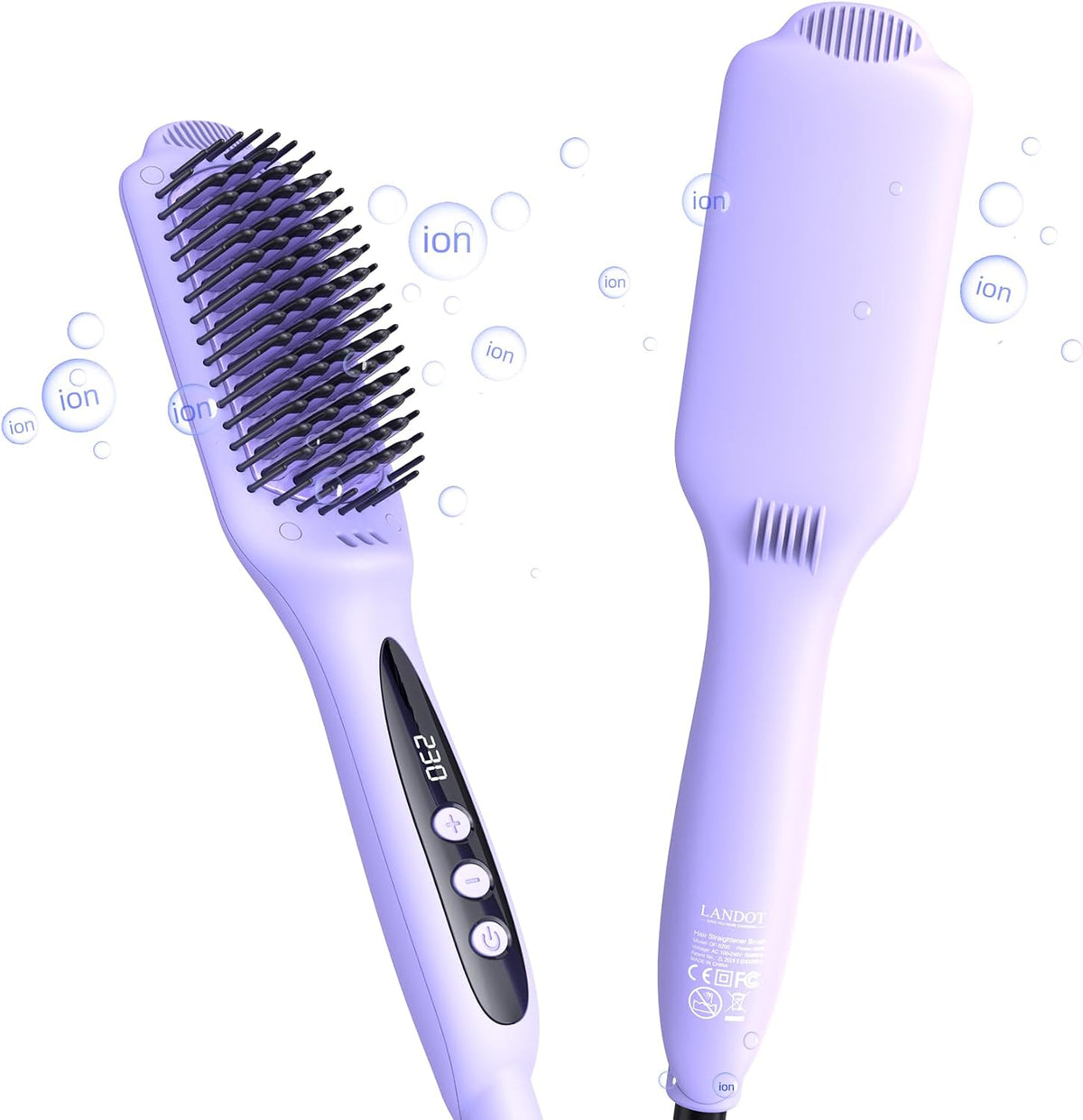 LANDOT Cepillo alisador de cabello para cabello dañado - Cerdas rec...