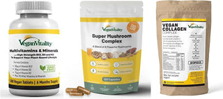 Vegan Vitality Paquete de suplementos de refuerzo - Complejo de mul...