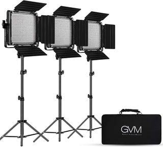 GVM Paquete de 3 kits de iluminación de video LED, bicolor variable...