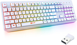 Teclado inalámbrico KLIM Chroma Blanco \u2013 Retroiluminación RGB,...