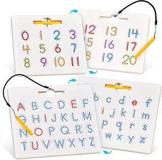 GAMENOTE Juego de tableros magnéticos de letras y números de doble...