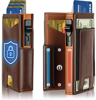 Cartera delgada para hombre, con bloqueo RFID y tarjetero desplegab...