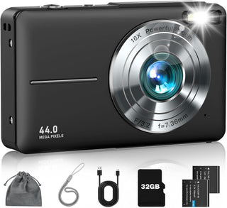 Cámara digital, FHD 1080P - Cámara de apuntar y disparar con zoom d...