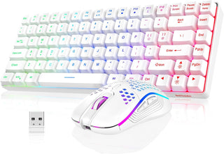 RedThunder K84 Combo de Teclado y Mouse Inalámbrico, Batería Recarg...