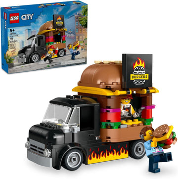 LEGO City Burger Truck - Juego de construcción de juguete, divertido regalo para niños de 5 años, furgoneta de hamburguesa y juego de cocina, minifigura de proveedor y accesorios, juego imaginativo