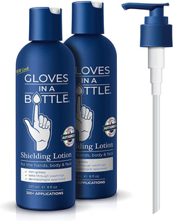 Guantes en una botella blindante loción con dispensador, 8 onzas (p...