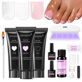 GlimightyX Kit de iniciación de uñas de Polygel con luz UV, juego c...