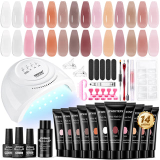 JEWHITENY Kit de Gel de Extensión Poly con Lámpara LED para Uñas de...