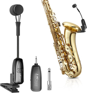 Micrófono Inalámbrico para Saxofón, Micrófonos de Clip de 2.4GHz, S...