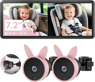 Babyvue BV3 MAX Cámara dual para coche de bebé para 2 niños, pantal...