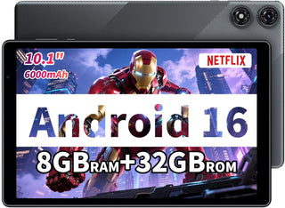 NEWISION Tablet 10 pulgadas Android 16, 8GB RAM 32GB Almacenamiento...