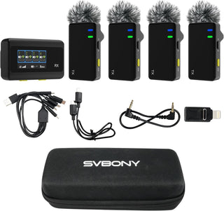 SVBONY D4 - Sistemas de micrófonos inalámbricos Lavalier para 4 per...