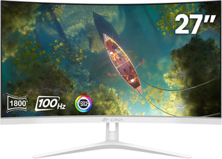CRUA - Monitor curvo de 27 pulgadas en blanco, Full HD (1920x1080P)...