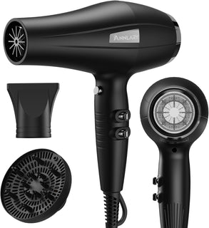 Secador de pelo iónico con difusor, secador de pelo, profesional de 1875 W potente motor de CA con cable de 8.2 pies para mujeres y hombres, secador de pelo de secado rápido con boquilla para