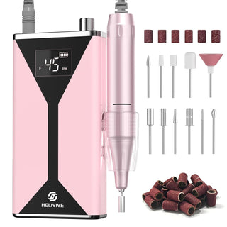 HELIVIVE Taladro de uñas eléctrico profesional de 45000 RPM (portát...