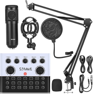 Paquete de equipo de podcast todo en uno F993, paquete de estudio d...