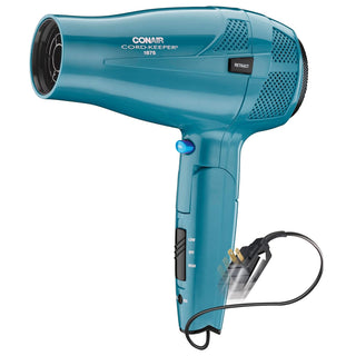 Secador de pelo iónico Conair de 1875 W con mango plegable y guardacables, Azul