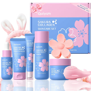 QUIYUM Sakura - Set de cuidado de la piel de colágeno, rutina de pi...