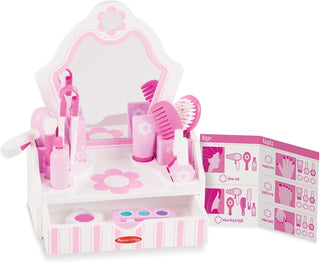 Melissa & Doug Juego de madera para salón de belleza, tocador d...