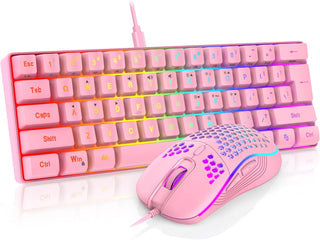 RedThunder - Combo de teclado y mouse para juegos 60%, teclado mini...