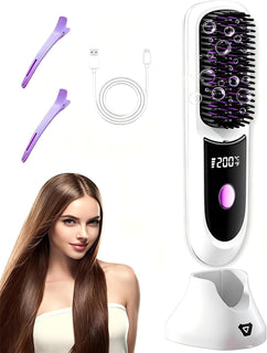 Go Brush Pro - Plancha de pelo inalámbrica con iones negativos, cal...