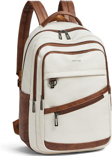 LATMAP Mochila de 43L para mujer: mochila de cuero vegano para lapt...