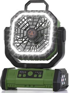 Honesorn - Ventilador alimentado por batería de 20000 mAh con luz L...