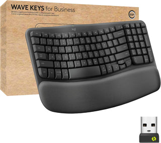 Logitech Wave Keys para negocios, teclado ergonómico inalámbrico co...