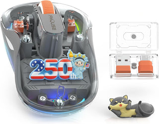 FMOUSE Ratón inalámbrico transparente, regalo del 4 de julio, 250 e...
