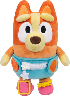 Dress & Play Baby Bingo Bluey de Peluche, Botón, Cremallera, He...