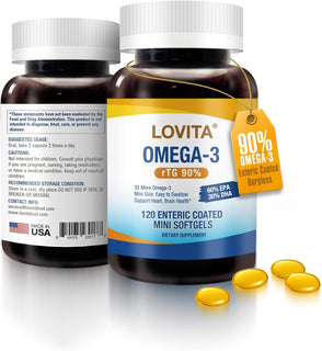 LOVITA Suplemento de aceite de pescado Omega-3 de 2000 mg para homb...