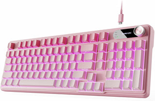 Teclado con cable EWEADN V102, teclado cremoso para juegos de 98 te...