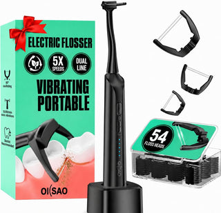 OILSAO Hilo dental eléctrico de doble línea, 54 cabezales de recamb...