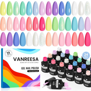 VANREESA Juego de 24 esmaltes de uñas de gel pastel, 21 colores, es...