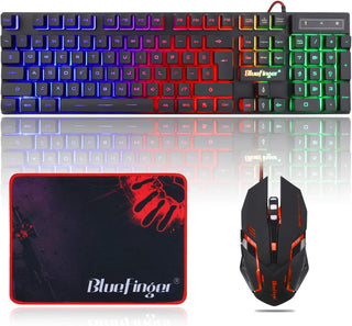 BlueFinger Combo de Teclado RGB para Juegos y Ratón Retroiluminado,...