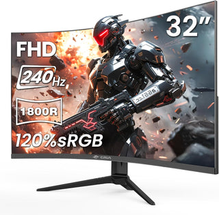 CRUA Monitor curvo para juegos FHD 1080P 240Hz de 32 pulgadas, 1800...