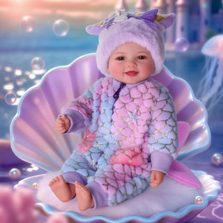 BABESIDE Muñeca bebé de sirena para niña, 17 pulgadas, suave, reali...