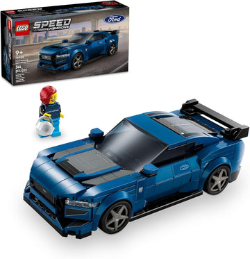LEGO Speed Champions Ford Mustang - Juguete deportivo de caballo oscuro, juguete para construir Ford Mustang para niños, juego de modelo de auto de juguete azul, idea de regalo para niños y niñas de 9
