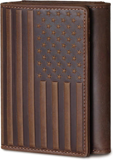 Pefiam Cartera de tres pliegues para hombre de cuero con bloqueo RF...